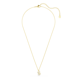 Swan pendant, Mixed cuts, Swan, White, 18K gold finish