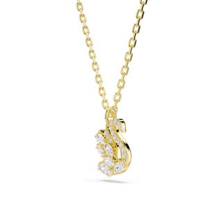Swan pendant, Mixed cuts, Swan, White, 18K gold finish