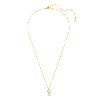 Swan pendant, Mixed cuts, Swan, White, 18K gold finish