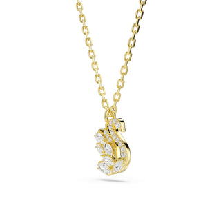 Swan pendant, Mixed cuts, Swan, White, 18K gold finish