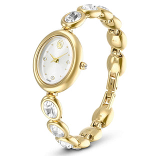 Imber oval watch, Swiss Made, Metal bracelet, Gold tone, Gold-tone finish