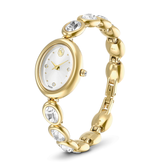Imber oval watch, Swiss Made, Metal bracelet, Gold tone, Gold-tone finish
