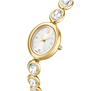 Imber oval watch, Swiss Made, Metal bracelet, Gold tone, Gold-tone finish