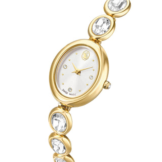 Imber oval watch, Swiss Made, Metal bracelet, Gold tone, Gold-tone finish