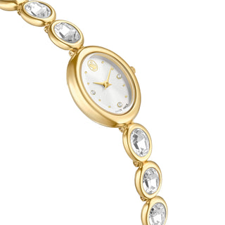 Imber oval watch, Swiss Made, Metal bracelet, Gold tone, Gold-tone finish