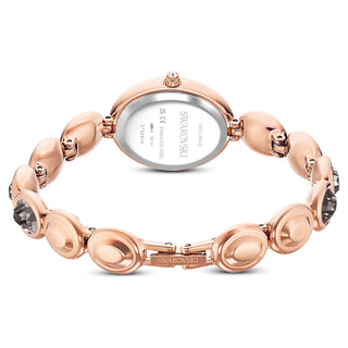 Imber oval watch, Swiss Made, Metal bracelet, Black, Rose gold-tone finish