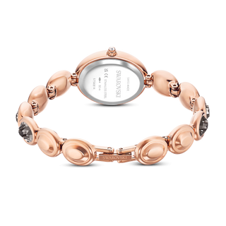 Imber oval watch, Swiss Made, Metal bracelet, Black, Rose gold-tone finish