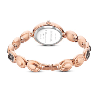 Imber oval watch, Swiss Made, Metal bracelet, Black, Rose gold-tone finish