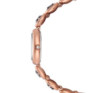 Imber oval watch, Swiss Made, Metal bracelet, Black, Rose gold-tone finish