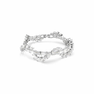 Mesmera bracelet, Mixed cuts, White, Rhodium plated