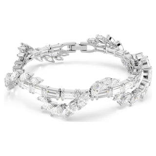 Mesmera bracelet, Mixed cuts, White, Rhodium plated