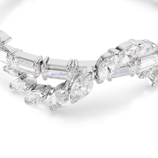Mesmera bracelet, Mixed cuts, White, Rhodium plated