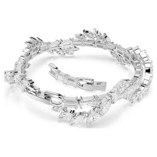 Mesmera bracelet, Mixed cuts, White, Rhodium plated