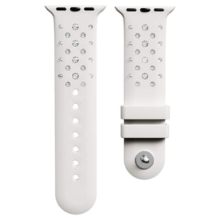 Watch strap, Silicone with stitching, Gray, Stainless steel