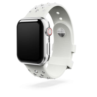 Watch strap, Silicone with stitching, Gray, Stainless steel