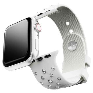 Watch strap, Silicone with stitching, Gray, Stainless steel
