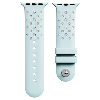 Watch strap, Silicone with stitching, Green, Stainless steel