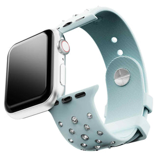 Watch strap, Silicone with stitching, Green, Stainless steel