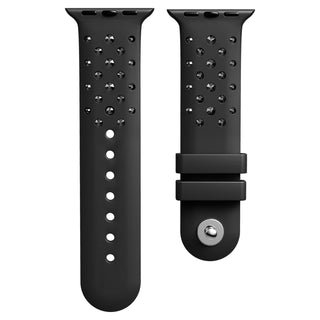 Watch strap, Silicone with stitching, Black, Stainless steel