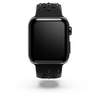Watch strap, Silicone with stitching, Black, Stainless steel