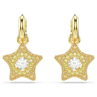 Sublima drop earrings, Round cut, Star, Multicolored, 18K gold finish