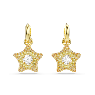 Sublima drop earrings, Round cut, Star, Multicolored, 18K gold finish