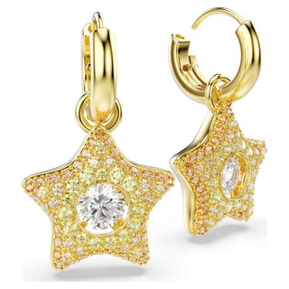 Sublima drop earrings, Round cut, Star, Multicolored, 18K gold finish