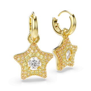 Sublima drop earrings, Round cut, Star, Multicolored, 18K gold finish
