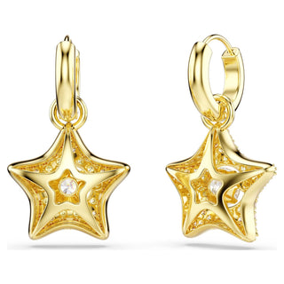 Sublima drop earrings, Round cut, Star, Multicolored, 18K gold finish