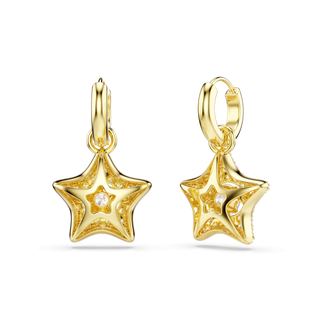 Sublima drop earrings, Round cut, Star, Multicolored, 18K gold finish
