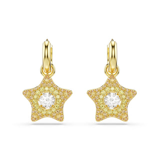 Sublima drop earrings, Round cut, Star, Multicolored, 18K gold finish