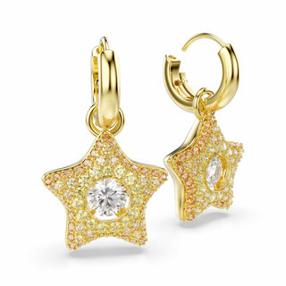 Sublima drop earrings, Round cut, Star, Multicolored, 18K gold finish