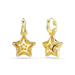 Sublima drop earrings, Round cut, Star, Multicolored, 18K gold finish