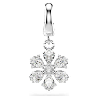 Idyllia charm, Mixed cuts, Snowflake, White, Rhodium plated