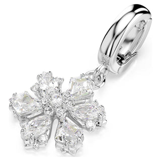 Idyllia charm, Mixed cuts, Snowflake, White, Rhodium plated