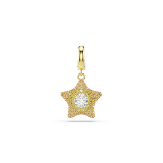Sublima charm, Round cut, Star, Yellow, 18K gold finish