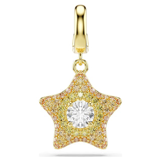 Sublima charm, Round cut, Star, Yellow, 18K gold finish
