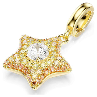Sublima charm, Round cut, Star, Yellow, 18K gold finish