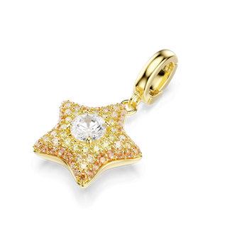 Sublima charm, Round cut, Star, Yellow, 18K gold finish