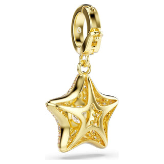 Sublima charm, Round cut, Star, Yellow, 18K gold finish