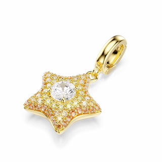 Sublima charm, Round cut, Star, Yellow, 18K gold finish