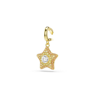 Sublima charm, Round cut, Star, Yellow, 18K gold finish