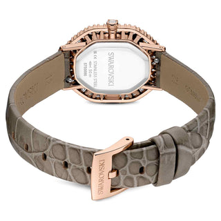 Matrix octagon watch, Leather strap, Beige, Rose gold-tone finish