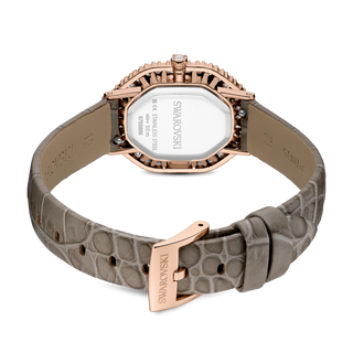 Matrix octagon watch, Leather strap, Beige, Rose gold-tone finish