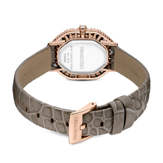 Matrix octagon watch, Leather strap, Beige, Rose gold-tone finish