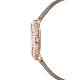 Matrix octagon watch, Leather strap, Beige, Rose gold-tone finish