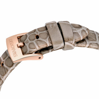 Matrix octagon watch, Leather strap, Beige, Rose gold-tone finish
