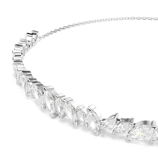 Mesmera choker, Marquise cut, White, Rhodium plated