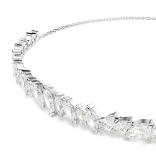 Mesmera choker, Marquise cut, White, Rhodium plated