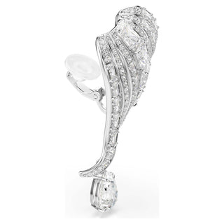 Vienna clip earrings, Mixed cuts, Swan, White, Rhodium plated